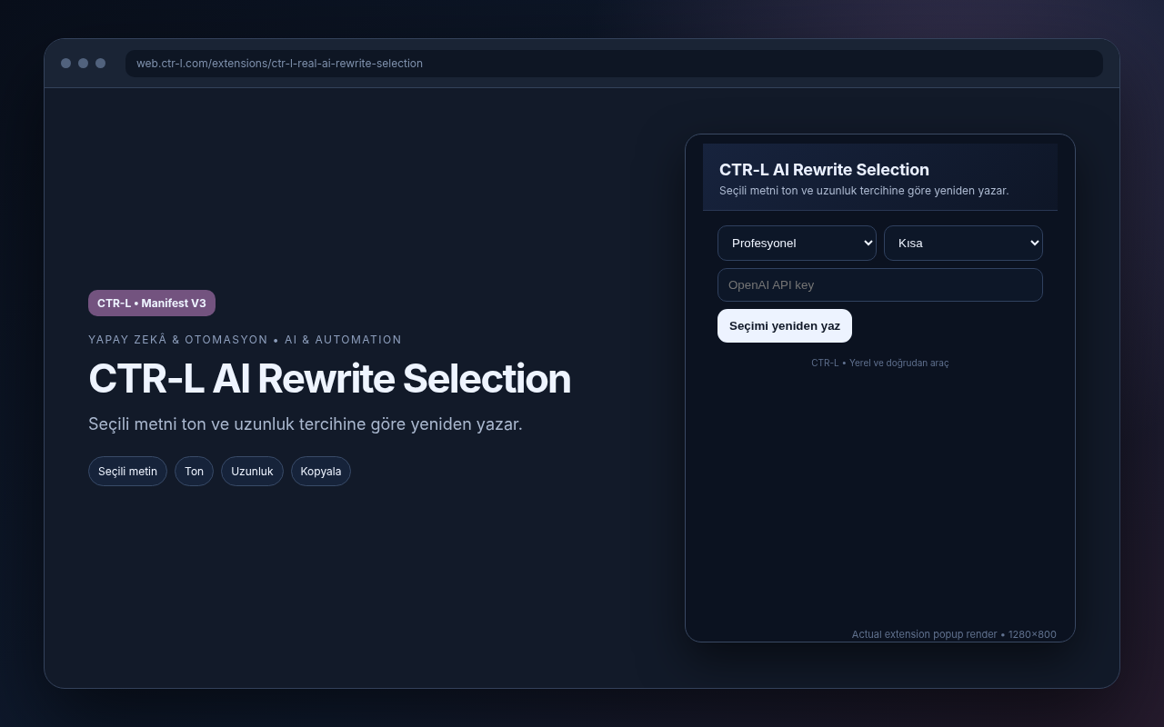 CTR-L AI Rewrite Selection media preview.